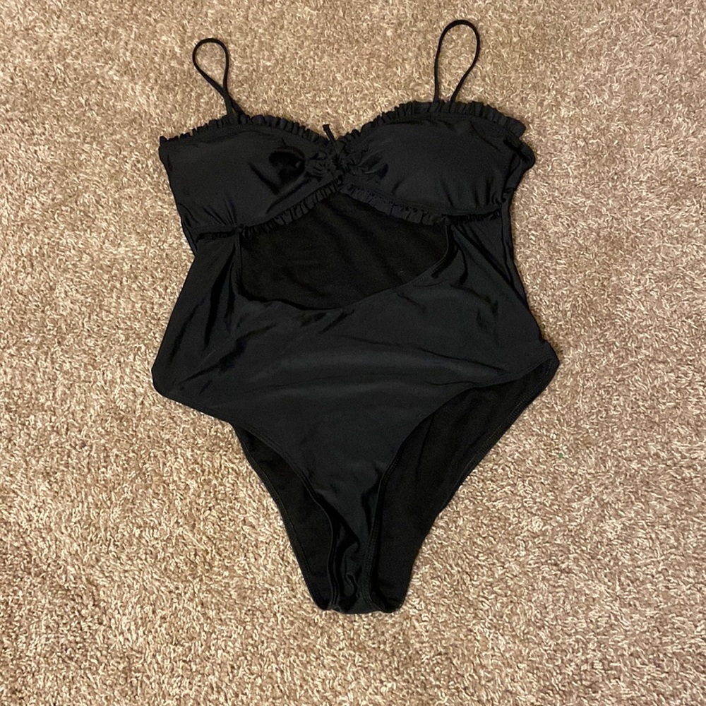 Black one piece bathing suit